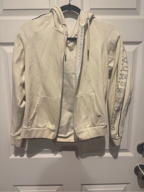 Vintage Guess Cropped Zip-Up Hoodie Jacket in Off-White